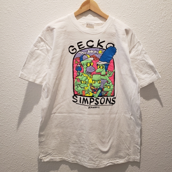 Vintage 1990s The Simpsons x Gecko Hawaii T Shirt Men's sz XL Not a Reprint - Picture 1 of 7